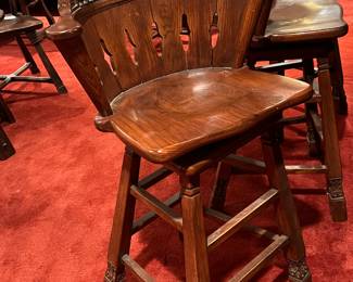 SUPERB ROMWEBER BAR STOOLS WITH LEATHER BACKS....DETAIL OF LEATHER BACK BAR STOOLS