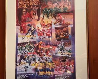 GREAT MULTI AUTOGRAPHED 50 YEAR ANNIVERSARY 1997 HOCKEY CHAMPIONSHIP POSTER