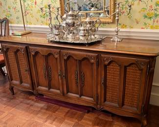 SIDEBOARD AND SILVER PLATE TEA SET