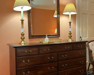 DRESSER, MIRROR AND LAMPS