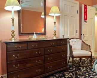 Dresser, Mirror and Lamps