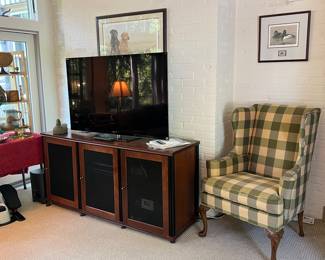 Sony 55" TV, console, Bose 3.2.1 system and Monster Power Amp