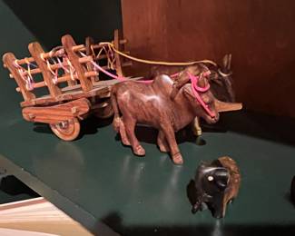 Oxen and cart sculpture