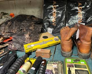 HUNTING CLOTHING, BOOTS AND DUCK CALLS