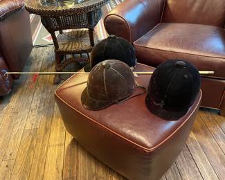 Vintage riding helmets and crops