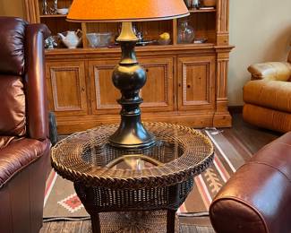 Fabulous wicker table with glass top