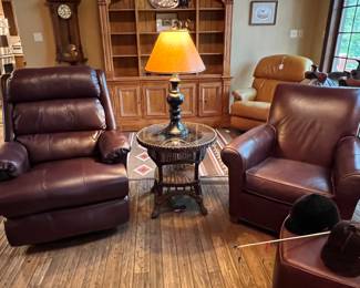 Ethan Allen chair and ottoman and a La-Z-Boy recliner