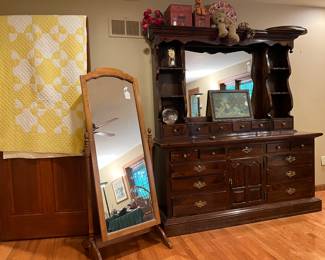 Dressers, mirrors and quilts