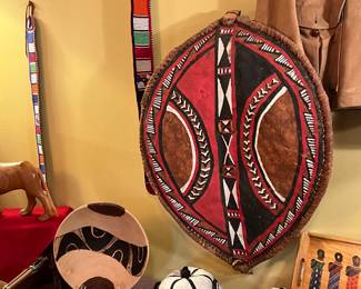 Spectacular hand painted African shield