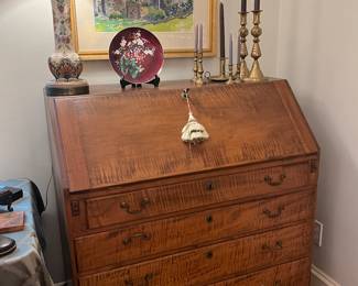 EARLY TIGERWOOD MAPLE WRITING DESK