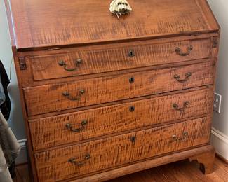 EARLY TIGERWOOD MAPLE WRITING DESK