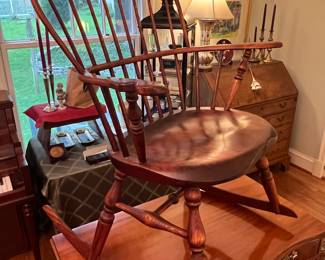 CUSTOM MADE WINDSOR ROCKER BY J. BROWN OF LINCOLNVILLE, MAINE