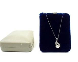 14K VINTAGE PEARL NECKLACE - DIAMOND CHIP ACCENT