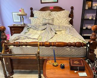 Queen bed, dresser, chest,  bedding, window treatment 
