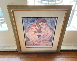 Cubist Art of Couple holding each other