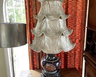 Asian/Chinese Lamp with Custom Lamp Shade 