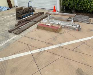 Extra wood, bakers racks, misc goods 