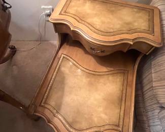 Leather top 2 tier side table