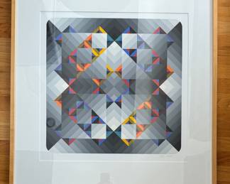 Victor Vasarerly "Prizma IV" Serigraph #17/70. Signed By Artist. Measures 31" x 31" Including Frame. Photo 1 of 4.