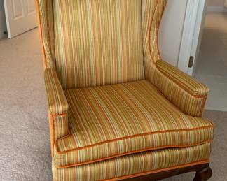 Vintage Heritage Upholstered Wing Back Chair. Measures 26.5" W x 32" D. Photo 1 of 3.