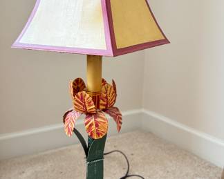 Metal Tole Iris Table Lamp. Photo 2 of 2.