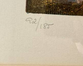 "Cantos Ceremoniales VI" Serigraph #92/185. Signed By Artist, Sunol Alvar. Photo 3 of 3.