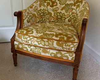 Pair of Mid-Century Upholstered Tub-Style Arm Chairs. Each Measures 27" W x 28" D. Photo 1 of 4.
