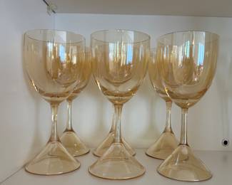 Set of 6 Hand-Blown Yellow Wine Glasses - Poland. New With Tags. Photo 1 of 2.