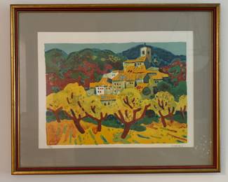 "Les Amandiers," Guy Charon Signed and Numbered Lithograph.
