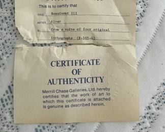 "Renaixent 1 - 1V," Suite of 4 Lithographs & Conceptual Poster by Sunol Alvar Signed By Artist. Edition 78/185. Each Measures 21.25" x 29" Inside Mat; 30" x 38.5" Including Frame. Photo 6 of 8.