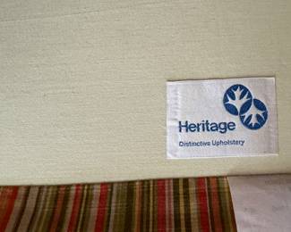 Vintage Heritage Upholstered Wing Back Chair. Measures 26.5" W x 32" D. Photo 3 of 3.