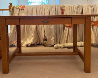 Crate & Barrel Oak Desk with Drawer. Measures 60" W x 30" D. Photo 1 of 2.