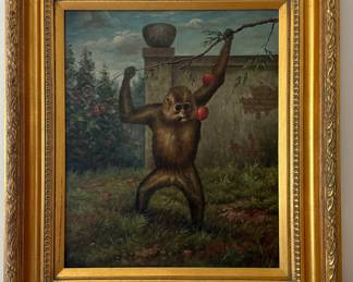 Untitled Monkey, Oil on Canvas. Signed By Artist. Photo 1 of 2.