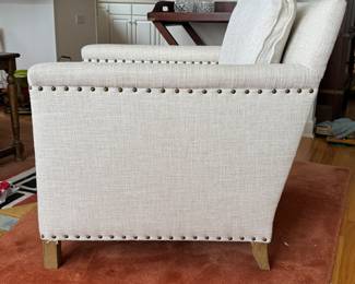 Crate & Barrel Three-Seat Sofa With Nailhead Trim. Measures 80" W x 34" D. Photo 2 of 3.