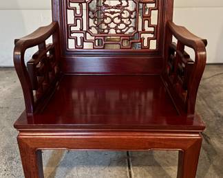 Pair of Vintage Chinese Rosewood Arm Chairs. Photo 1 of 4.