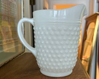 Vintage Milk Glass Hobnob Milk White Pitcher. Photo 1 of 2.
