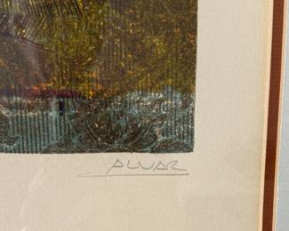 "Cantos Ceremoniales VI" Serigraph #92/185. Signed By Artist, Sunol Alvar. Photo 2 of 3.