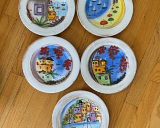 Vietri Salad Plates - Set of 5 Greece Themed Plates.