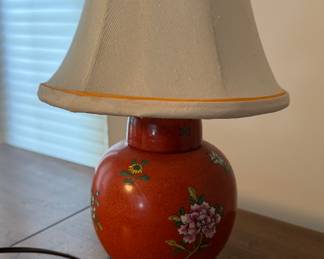 Red Asian-Motif Table Lamp.