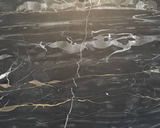 Iron Scroll "Lyric" Style Console with Marble Top. Photo 4 of 5.