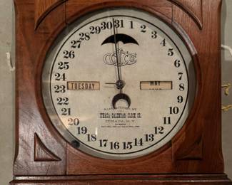 Antique Ithaca Double Dial Walnut Calendar Clock, Circa 1866. Photo 2 of 2.