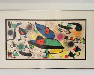 Joan Miró, "Scultures II," (Framed Color Lithograph with Old Vertical Fold As Issued). One of Two Lithographs Included in Miro, "Sculptures," 1974, Published by Maeght, Paris. Photo 1 of 2.