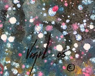 Felix Vigel, "Flight of the Monarchs," Signed on Back By Artist. Measures 24" x 24". Photo 2 of 3.