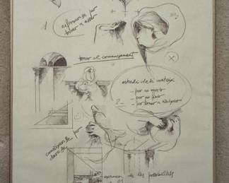 "Renaixent 1 - 1V," Suite of 4 Lithographs & Conceptual Poster by Sunol Alvar Signed By Artist. Edition 78/185. Each Measures 21.25" x 29" Inside Mat; 30" x 38.5" Including Frame. Photo 8 of 8.