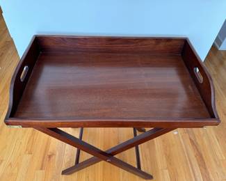 Ralph Lauren Style Tray Table Bar Table with Brass Trim. Photo 1 of 3.