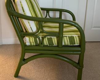 Vintage Green Faux Bamboo Armchair. Measures 25" W x 28" D. Photo 2 of 2.