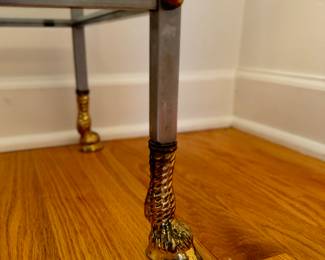 Rams Head 6-Shelf Metal & Glass Etagere with Hoof Feet. Measures 18" W x 31" D x 78" H. Photo 5 of 5.