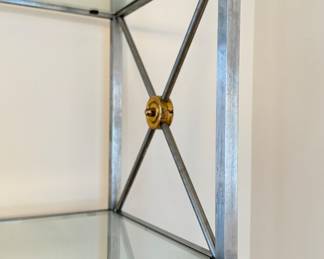 Rams Head 6-Shelf Metal & Glass Etagere with Hoof Feet. Measures 18" W x 31" D x 78" H. Photo 2 of 5.