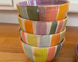 Vietri- Set of 4 Stripe Bowls, 4 Stripe Mugs, 6 Stripe Plates. Photo 2 of 2.