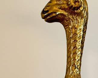 Rams Head 6-Shelf Metal & Glass Etagere with Hoof Feet. Measures 18" W x 31" D x 78" H. Photo 4 of 5.